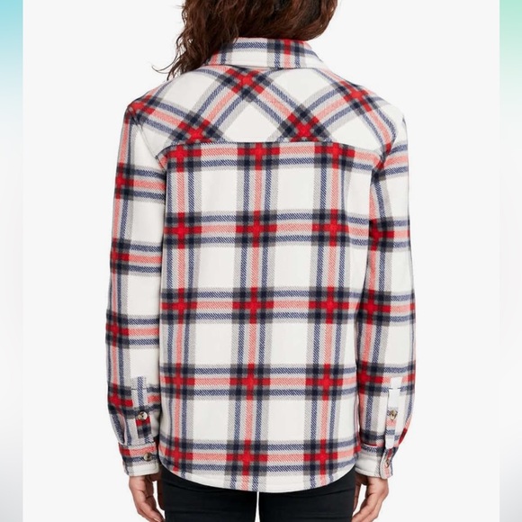 Sage Women's Long Sleeve Plaid Super Plush Sherpa Lined Fleece Shirt Jacket M - Picture 3 of 14